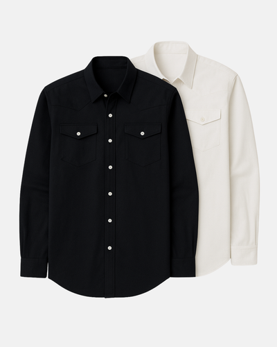 Buki's Cinqo Western Shirt 2 Pack - Black/White-LONG SLEEVE SHIRTS-BUKI-M-Buki