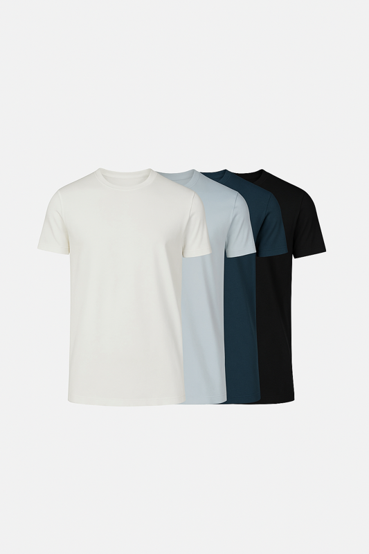 Buki + Cinqo T-Shirt 4 Pack - White/Ice Flow/Blue Night/Black-T-SHIRTS-BUKI-M-Buki