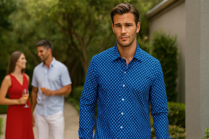 Retro Blues Long Sleeve Tech Shirt-LONG SLEEVE SHIRTS-BUKI-M-Charcoal/Navy-Buki