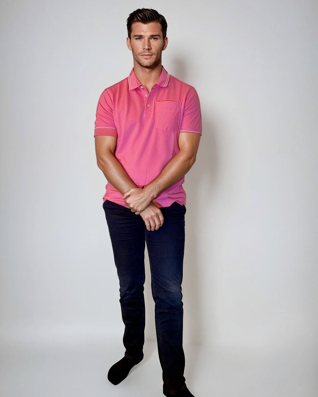 Pocket Polo Shirt - Pink-POLO SHIRTS-BUKI-Pink-M-Buki