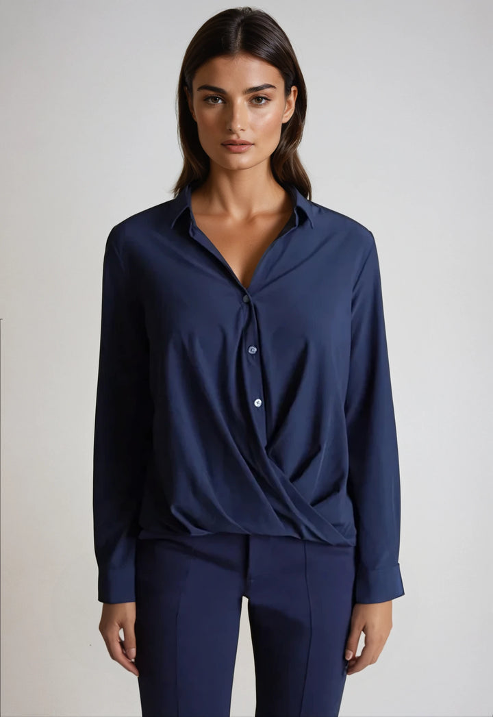 Barcelona Shirt - Navy-SHIRTS & BLOUSES-BUKI-XS-Navy-Buki