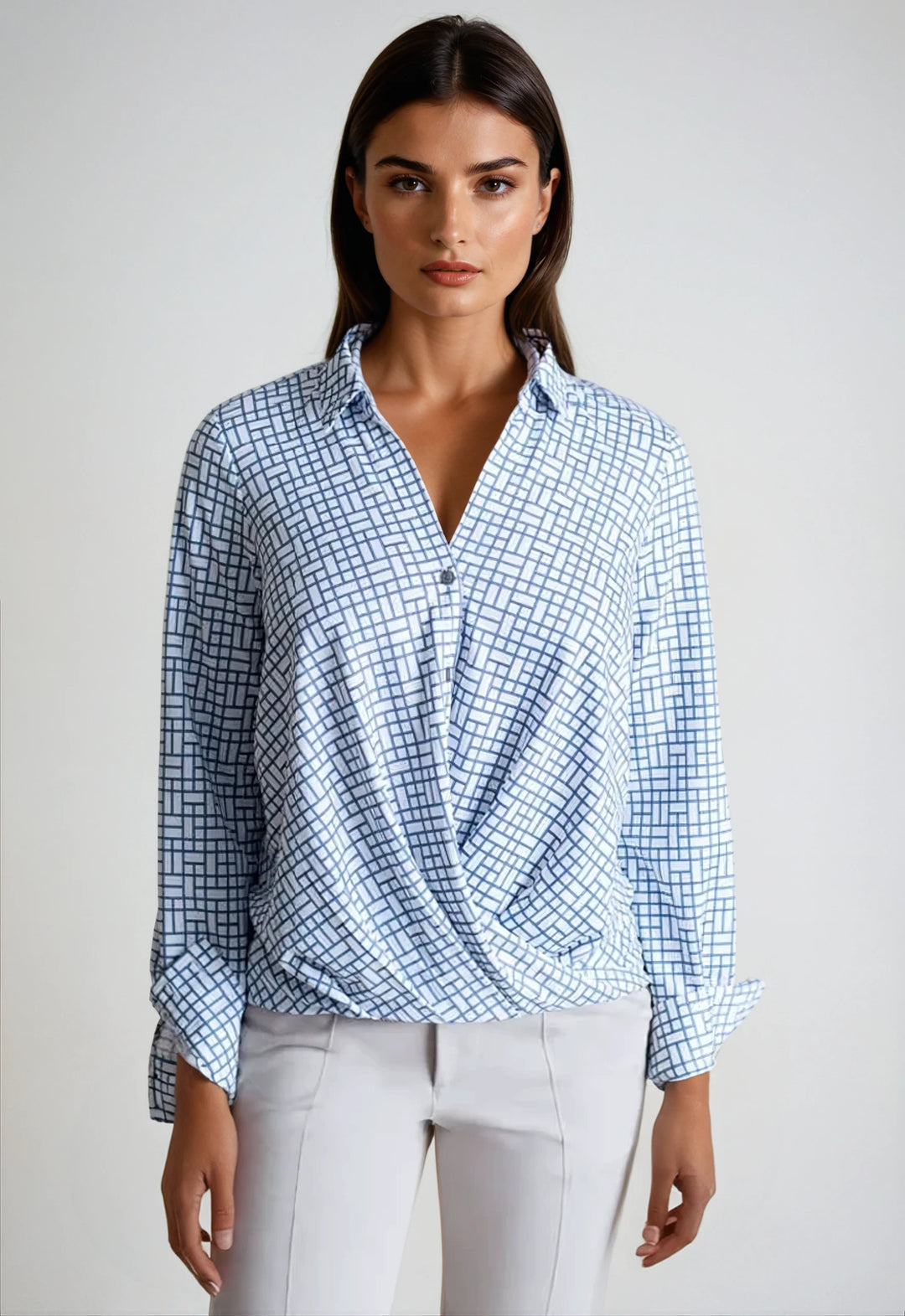 Barcelona Shirt - White & Blue-SHIRTS & BLOUSES-BUKI-XS-White/Blue-Buki