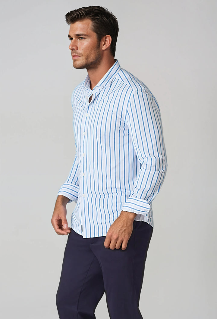 Barrett Stripe Long Sleeve Tech Shirt-LONG SLEEVE SHIRTS-BUKI-S-Blue/White-Buki