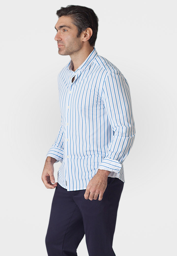 Barrett Stripe Long Sleeve Tech Shirt-LONG SLEEVE SHIRTS-BUKI-S-Blue/White-Buki