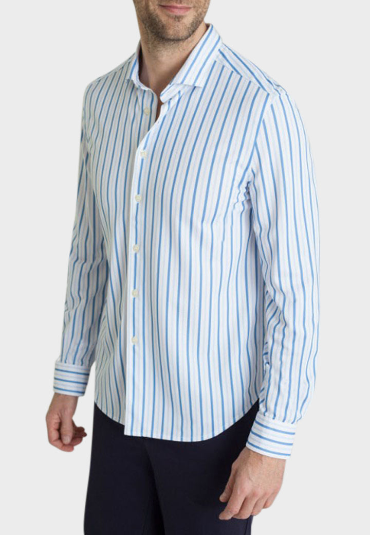 Barrett Stripe Long Sleeve Tech Shirt-LONG SLEEVE SHIRTS-BUKI-S-Blue/White-Buki