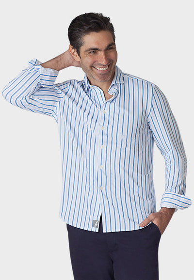 Barrett Stripe Long Sleeve Tech Shirt-LONG SLEEVE SHIRTS-BUKI-S-Blue/White-Buki