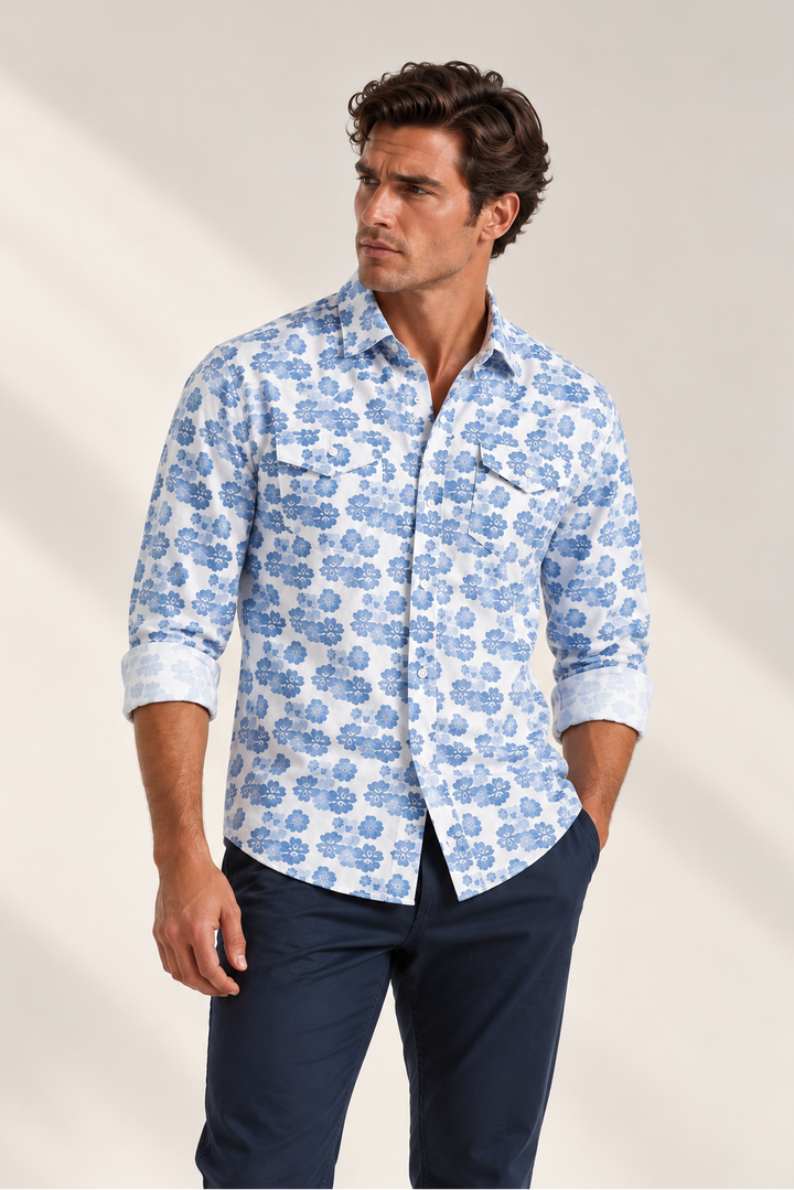 Buki’s Cinqo Floral Western Tech Shirt -LONG SLEEVE SHIRTS-BUKI-XL-Floral-Buki- lifestyle