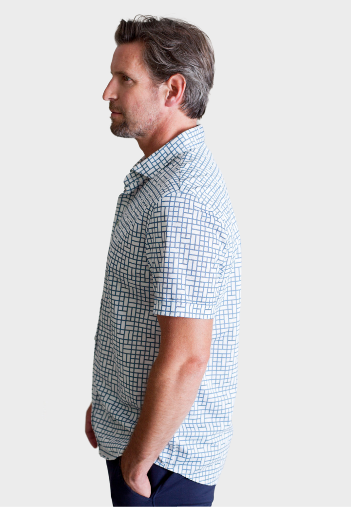 Breezeway Short Sleeve Tech Shirt-SHORT SLEEVE SHIRTS-BUKI-S-Blue/White-Buki