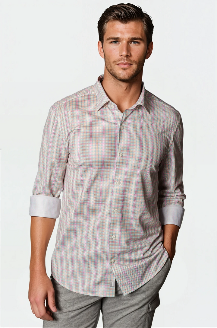 Spectrum Check Long Sleeve Tech Shirt-LONG SLEEVE SHIRTS-BUKI-M-Multi-Buki