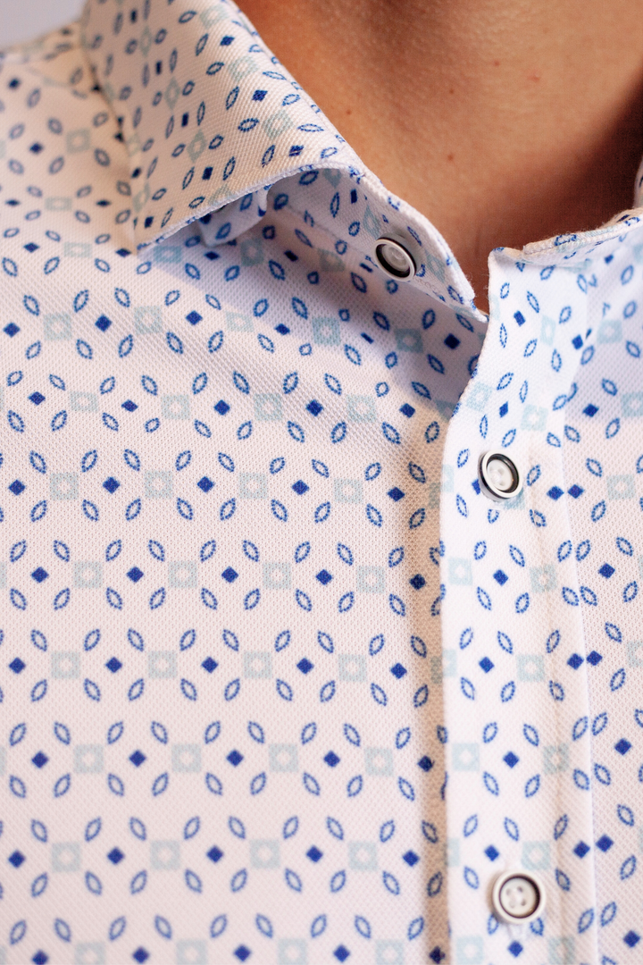 Loose Leaf Short Sleeve Tech Shirt-SHORT SLEEVE SHIRTS-BUKI-M-Blue / White-Buki