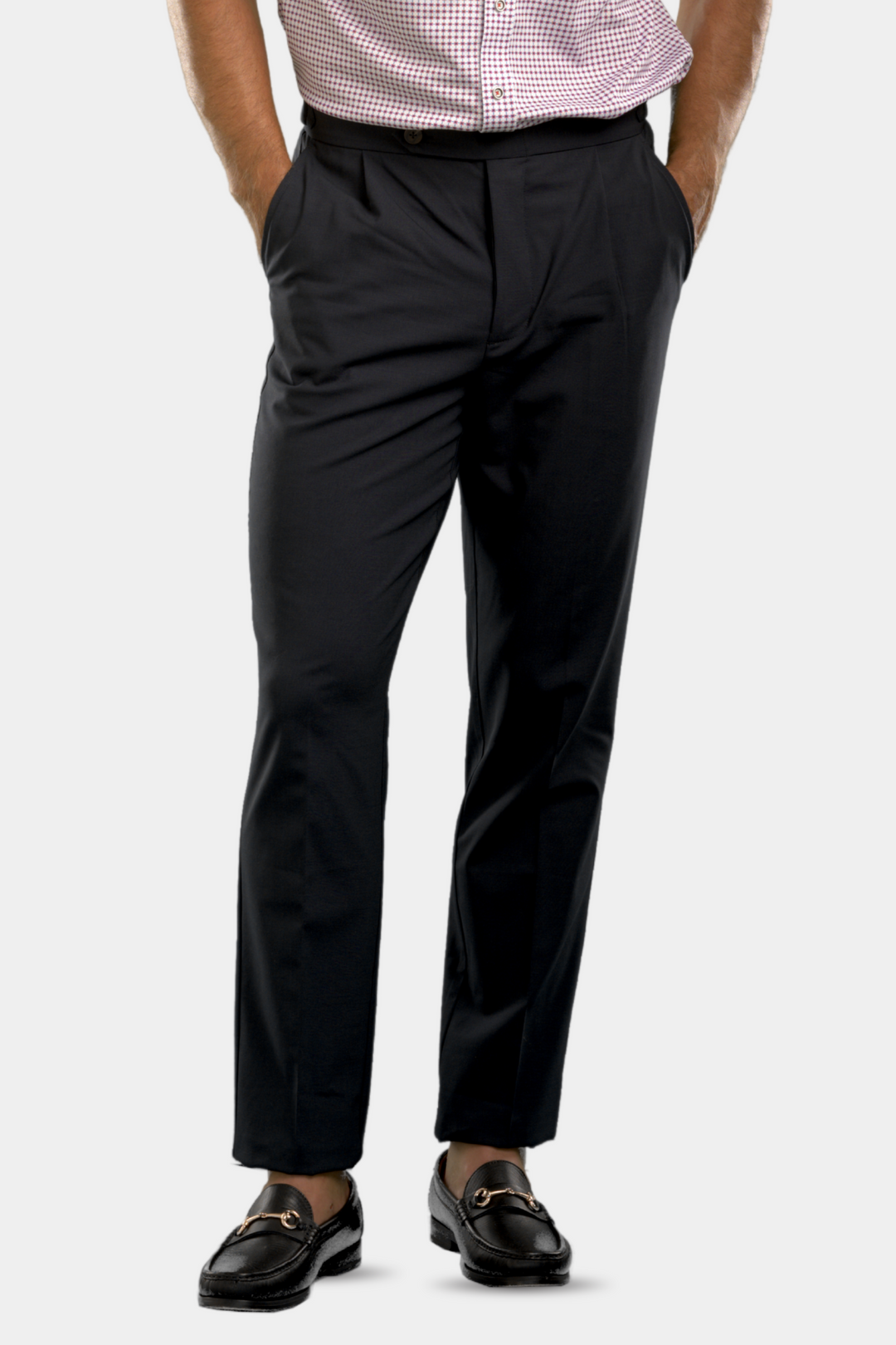 Pleated Wool Trouser Pants - Navy-PANTS-BUKI-M-Navy-Buki