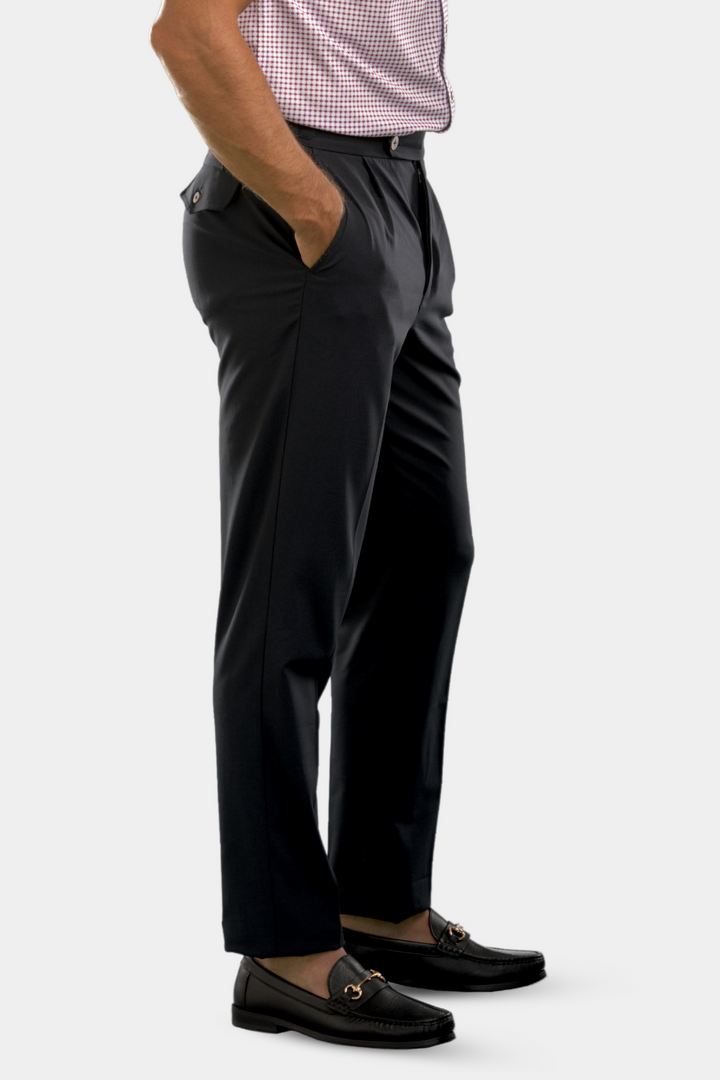 Pleated Wool Trouser Pants - Navy-PANTS-BUKI-M-Navy-Buki