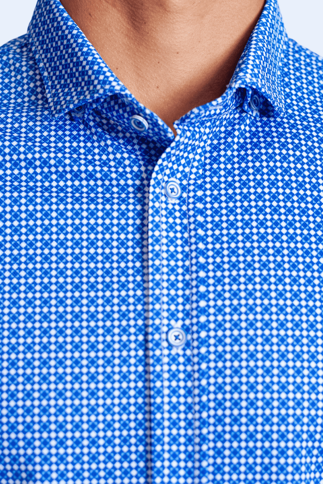 Swiss Check Long Sleeve Tech Shirt - Blue-LONG SLEEVE SHIRTS-BUKI-M-Blue / White-Buki