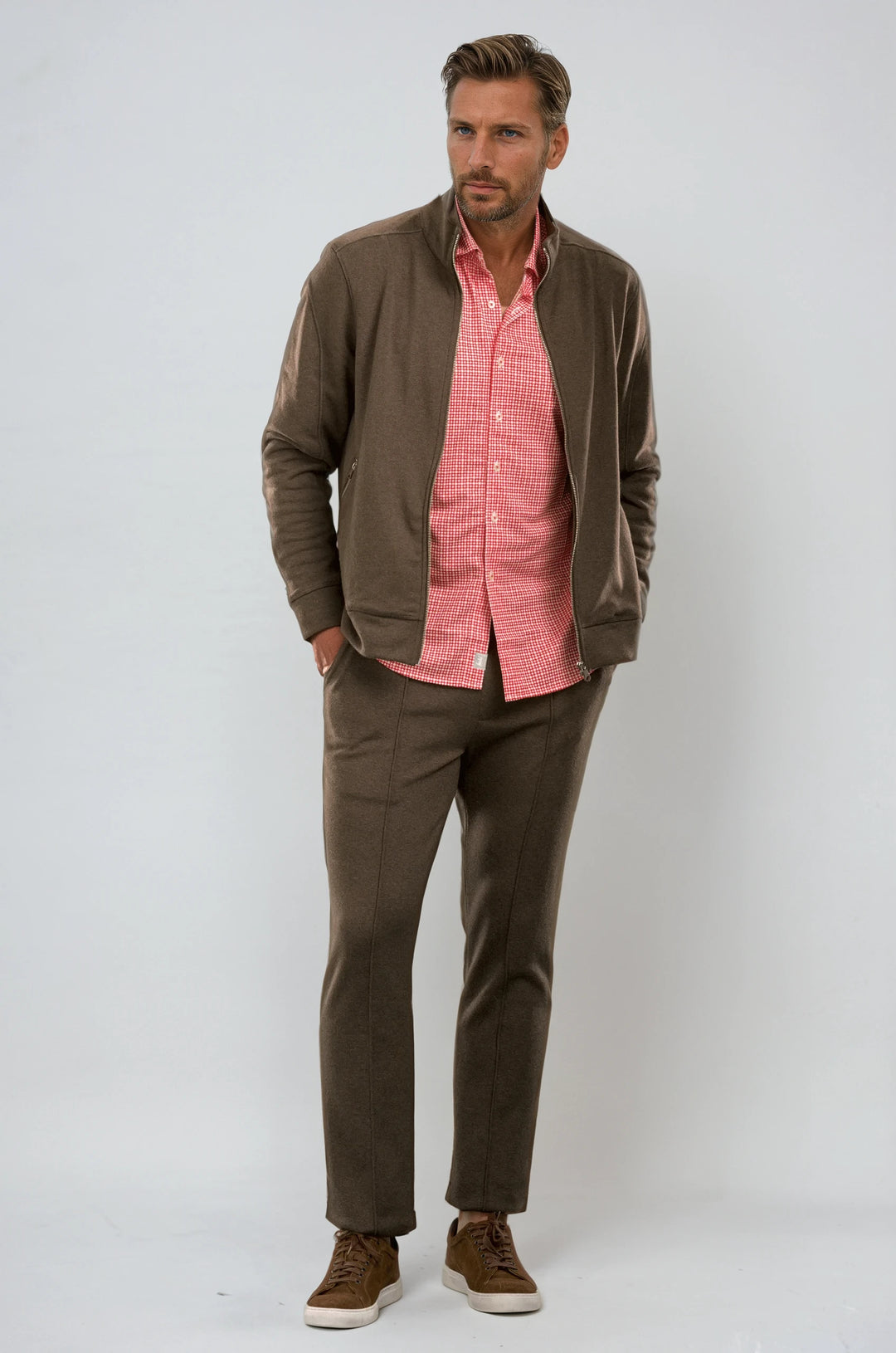 Swiss Check Long Sleeve Tech Shirt - Red-LONG SLEEVE SHIRTS-BUKI-M-Red / White-Buki