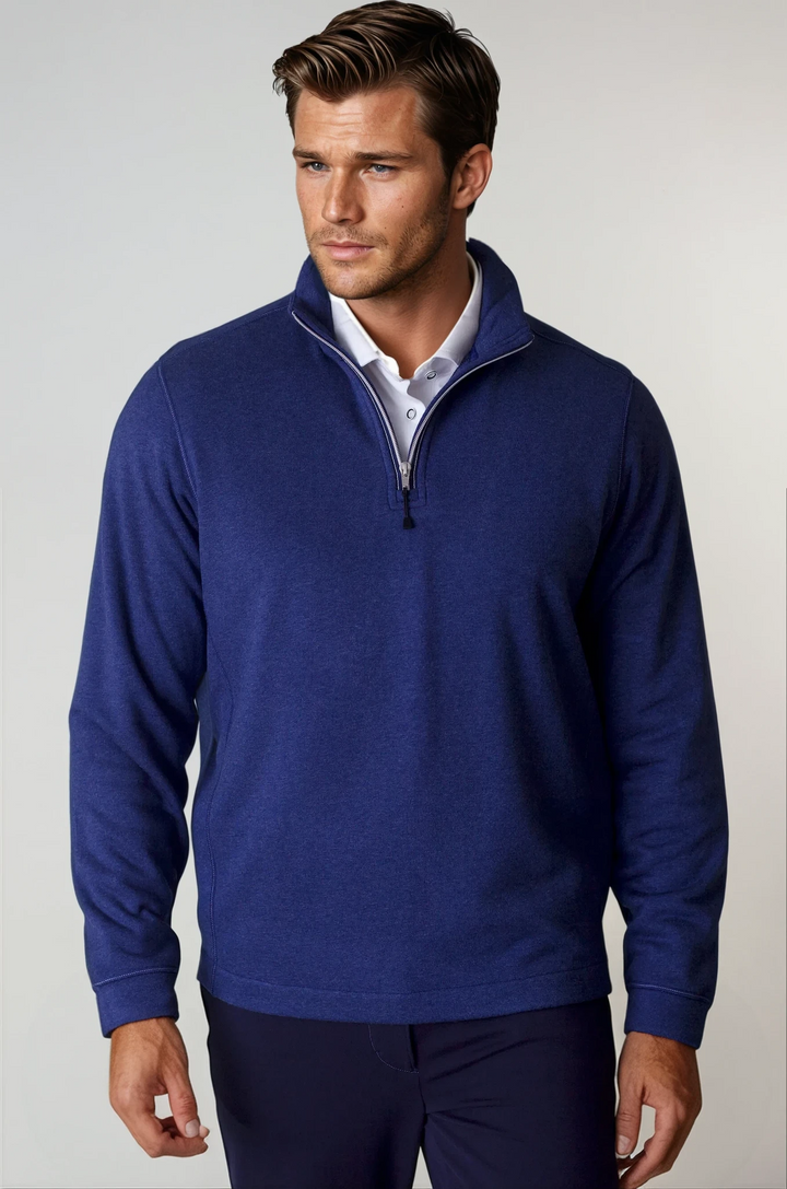 Voey Quarter Zip Sweatshirt - Tokyo Blue-ZIP SWEATSHIRTS-BUKI-S-Tokyo Blue-Buki