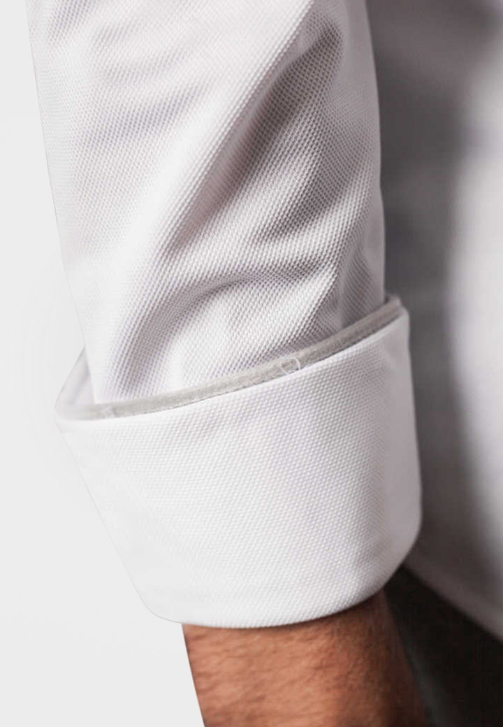 Classic White Long Sleeve Button Down Tech Shirt-LONG SLEEVE SHIRTS-BUKI-M-White-Buki