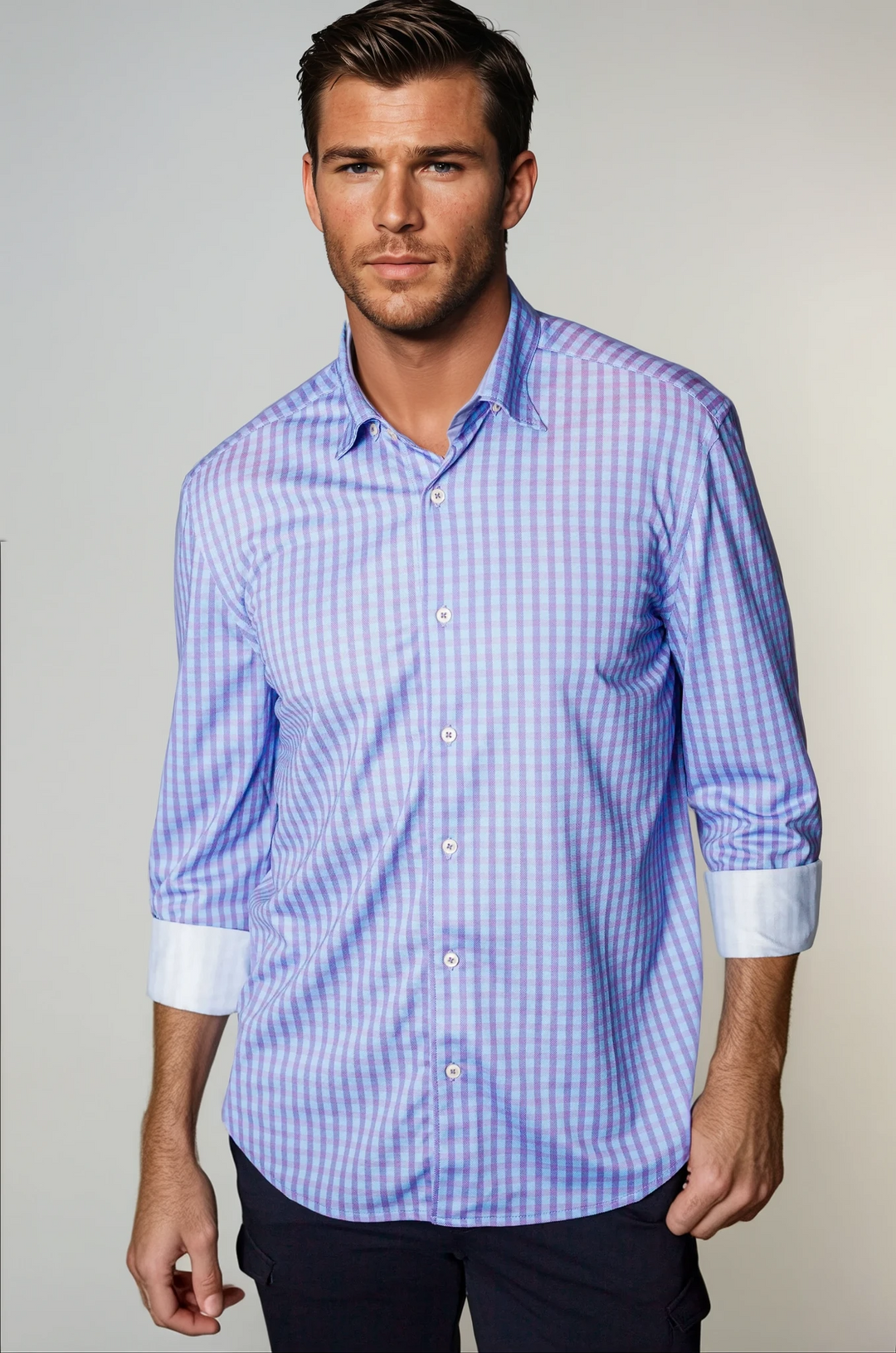 Avant Check Long Sleeve Tech Shirt-LONG SLEEVE SHIRTS-BUKI-M-Purple-Buki