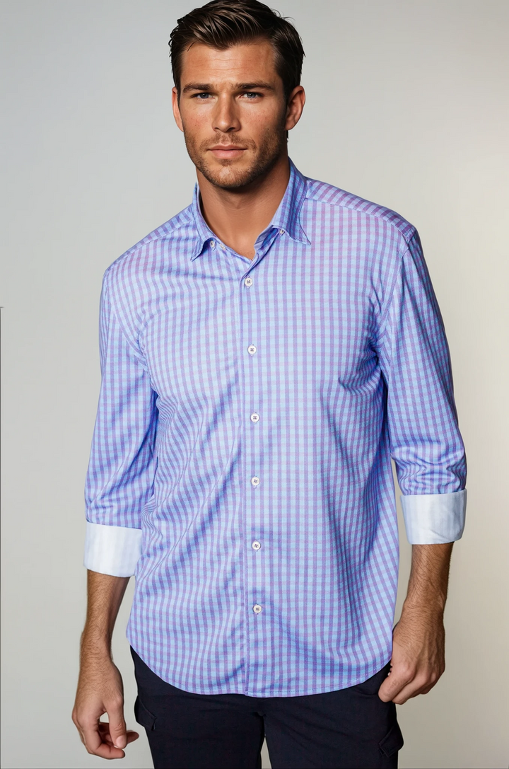 Avant Check Long Sleeve Tech Shirt-LONG SLEEVE SHIRTS-BUKI-M-Purple-Buki