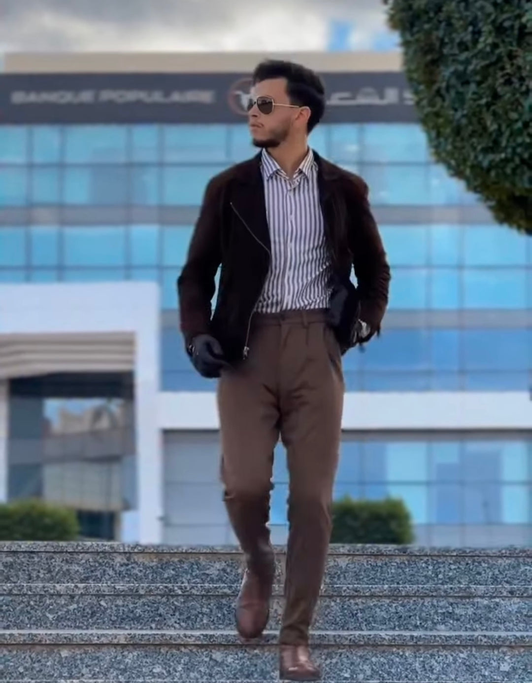 The Go Big Stripe Long Sleeve Tech Shirt - Espresso-LONG SLEEVE SHIRTS-BUKI-S-Espresso-Buki