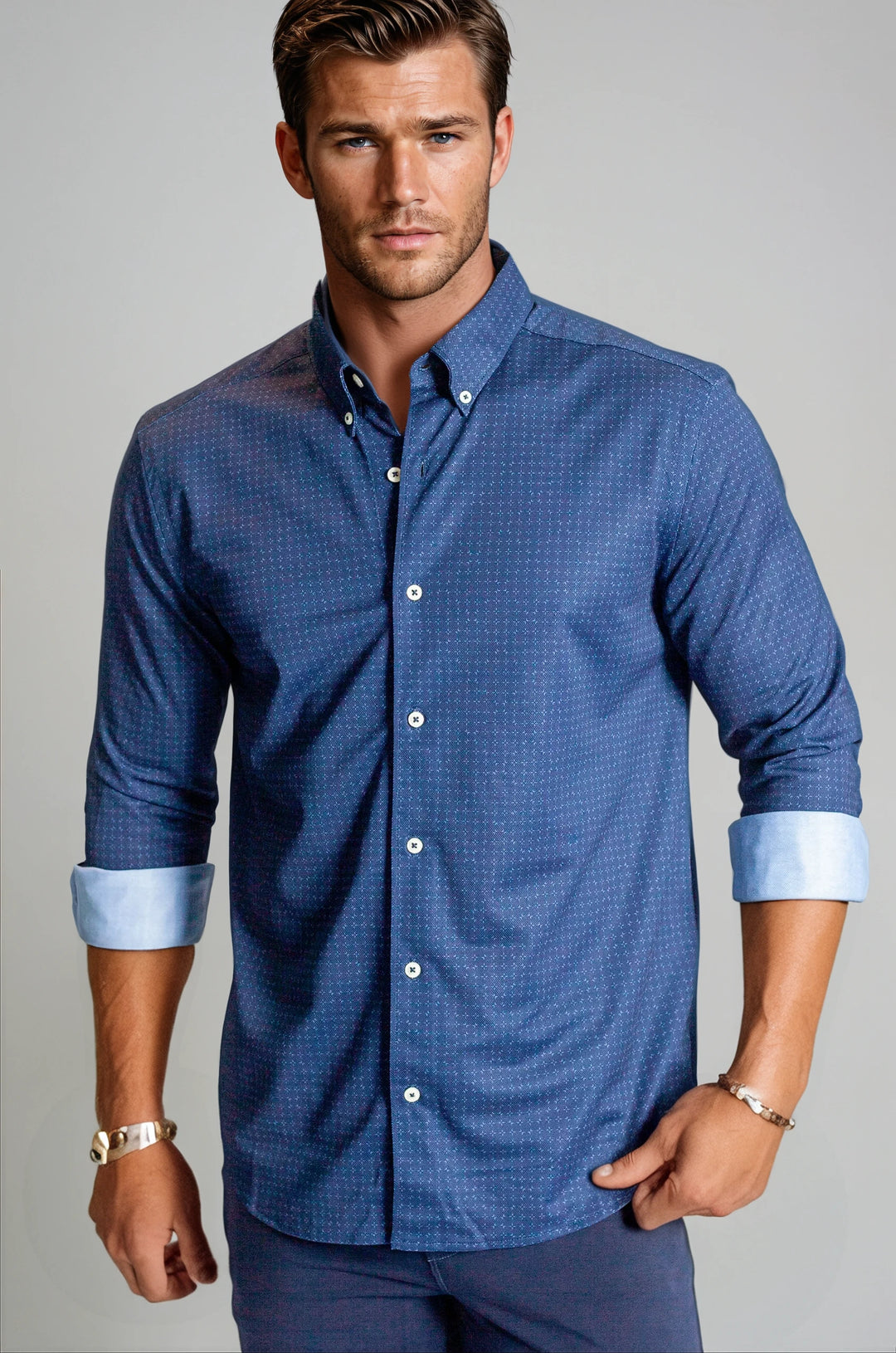 Kensington Long Sleeve Button-Down Tech Shirt-LONG SLEEVE SHIRTS-BUKI-M-Navy-Buki
