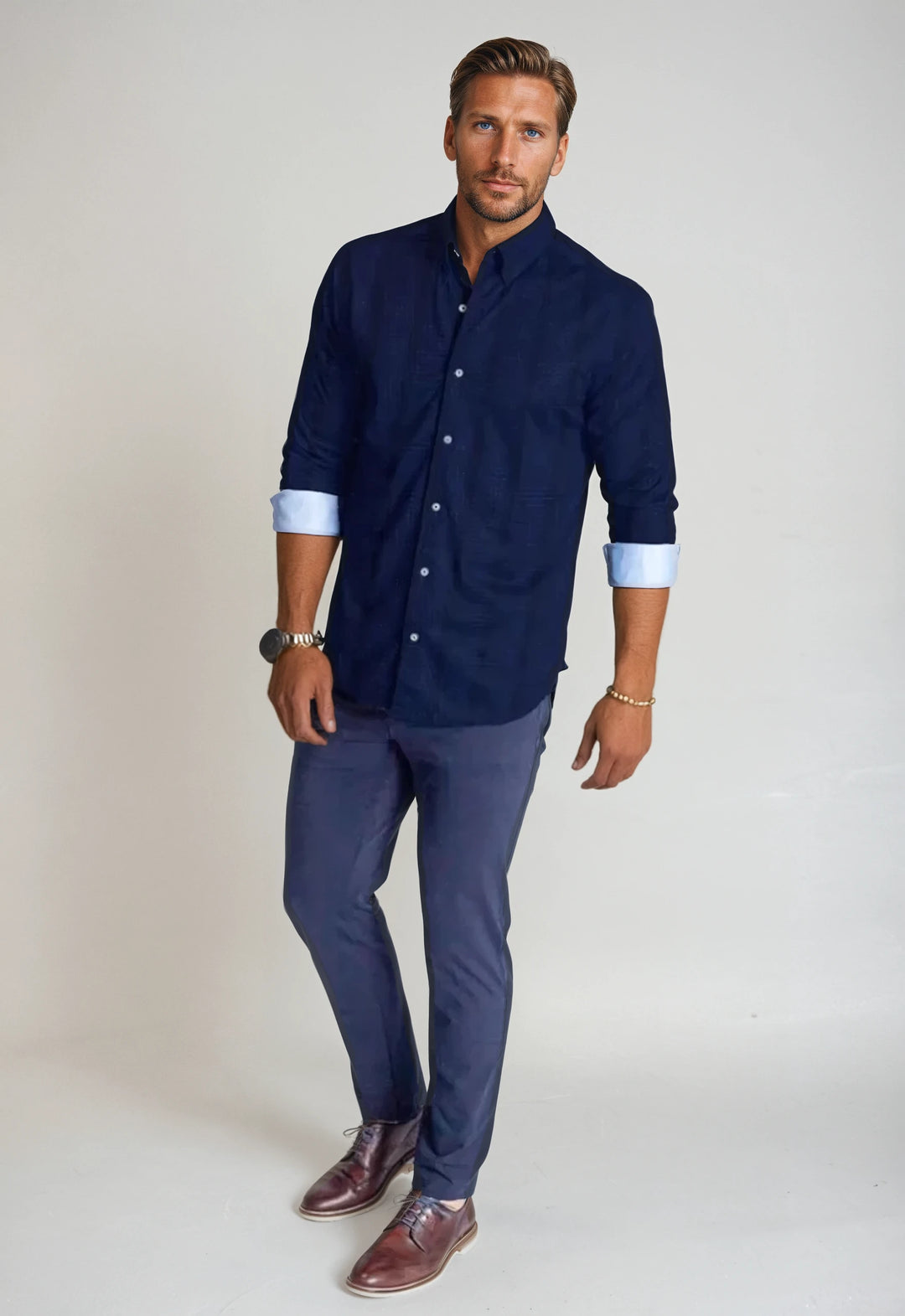 Moody Blues Plaid Long Sleeve Tech Shirt-LONG SLEEVE SHIRTS-BUKI-M-Navy/Black-Buki