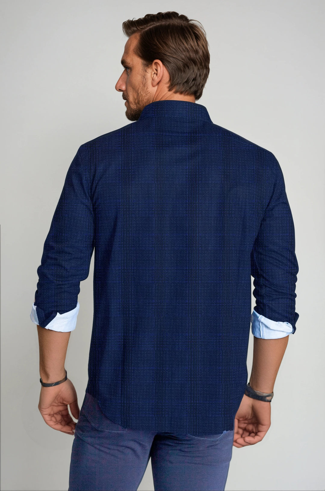 Moody Blues Plaid Long Sleeve Tech Shirt-LONG SLEEVE SHIRTS-BUKI-M-Navy/Black-Buki