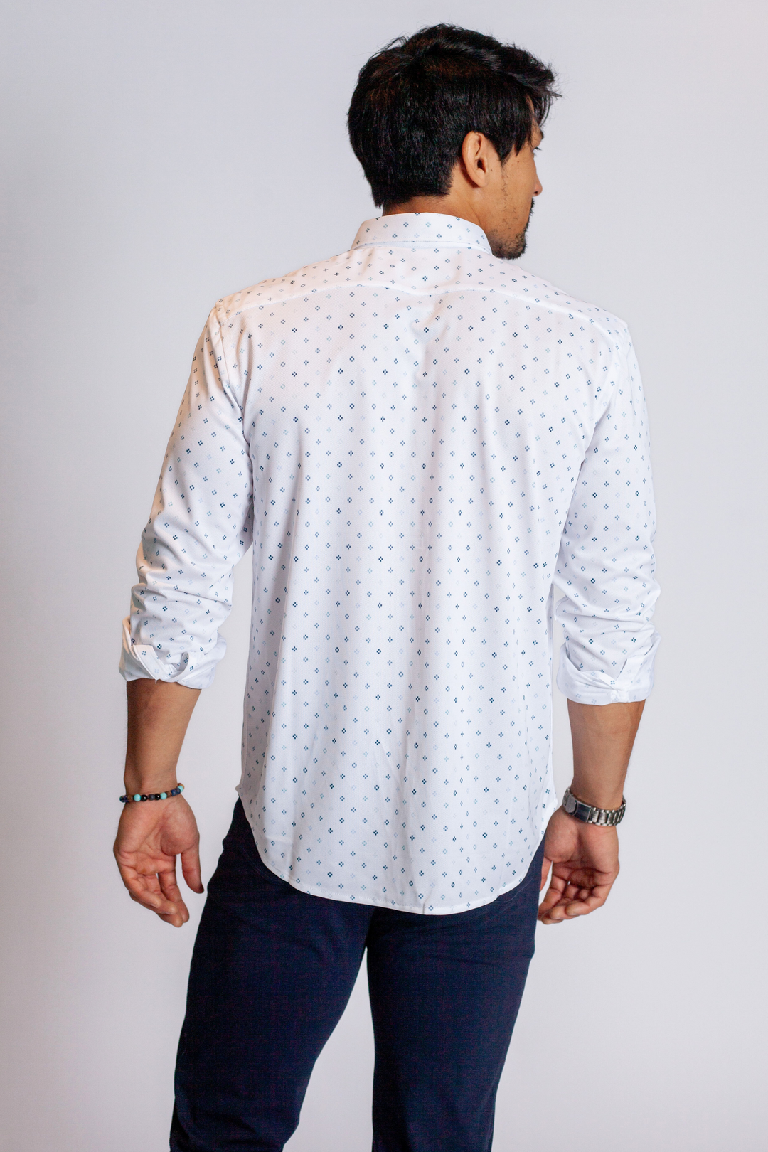 Newport Ditsy Long Sleeve Tech Shirt-LONG SLEEVE SHIRTS-BUKI-M-Sky Grey-Buki