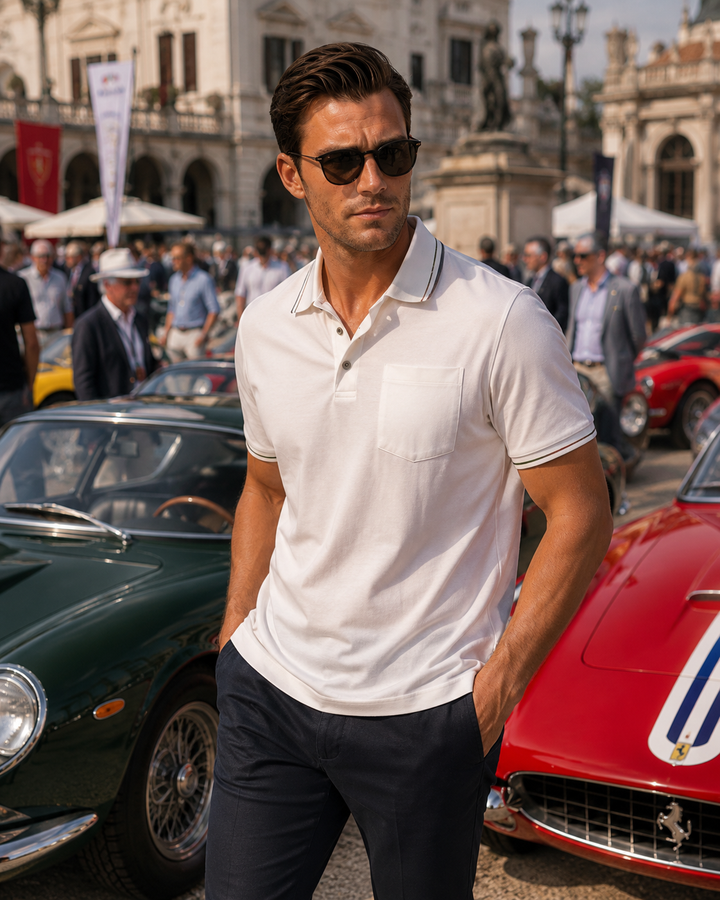 Buki Pocket Polo White on man a t European Car show