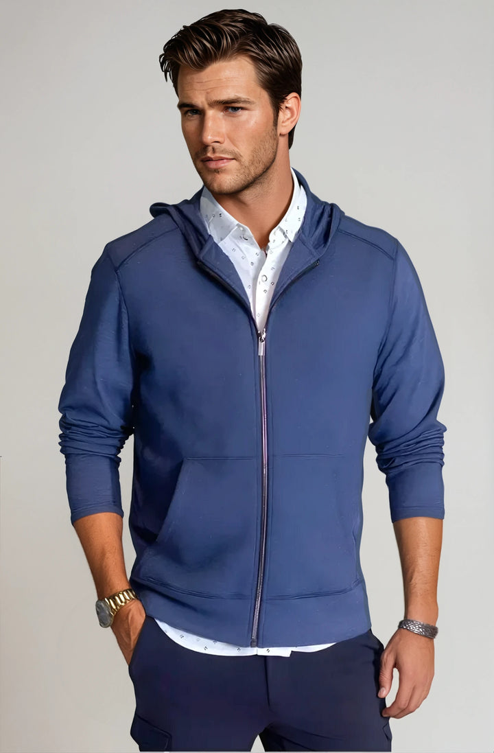 Remix Full Zip Hoodie Sweatshirt-ZIP SWEATSHIRTS-BUKI-S-Tokyo Blue-Buki