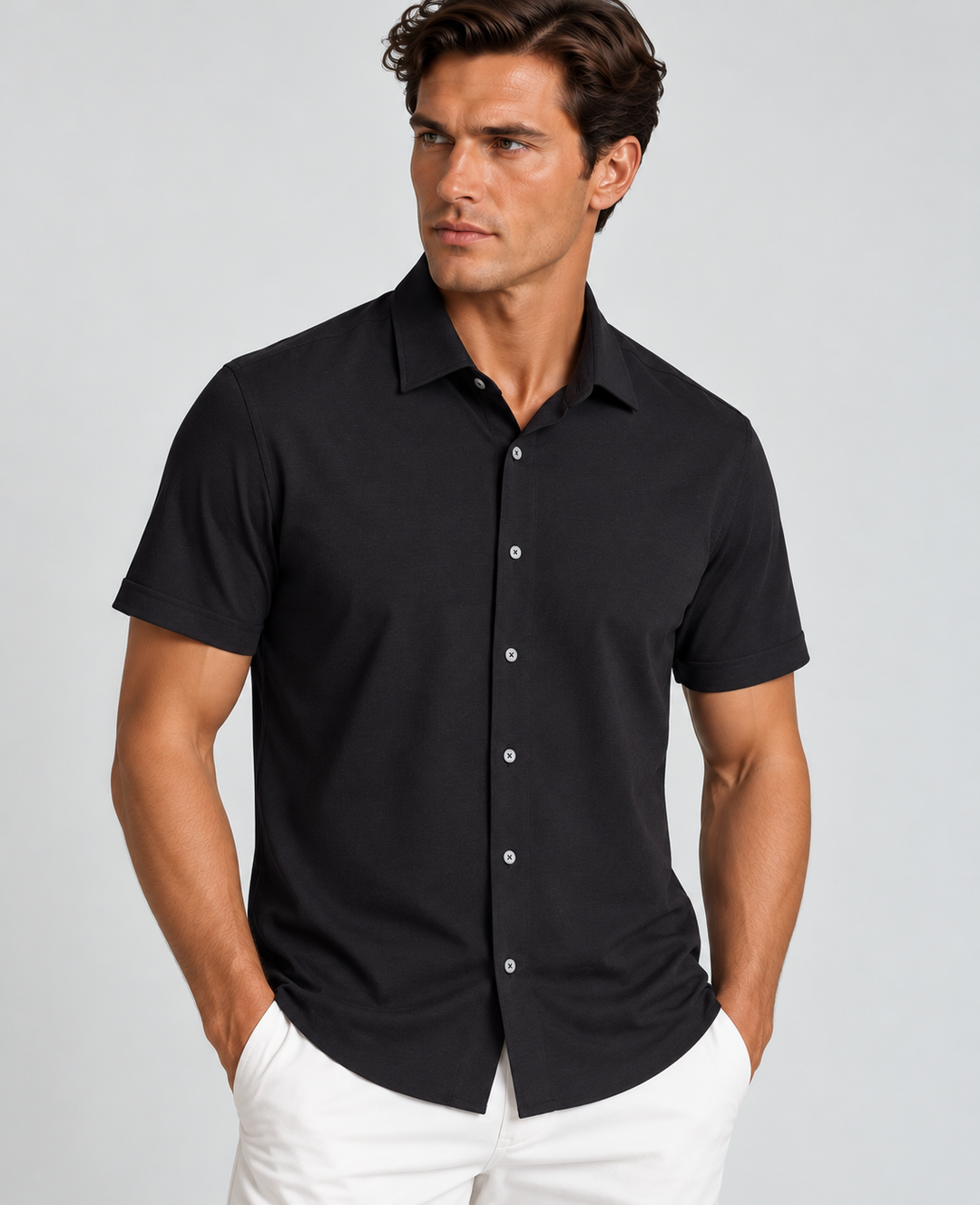 Man wearing a Buki SHort Sleeve Single Shot Black  XL