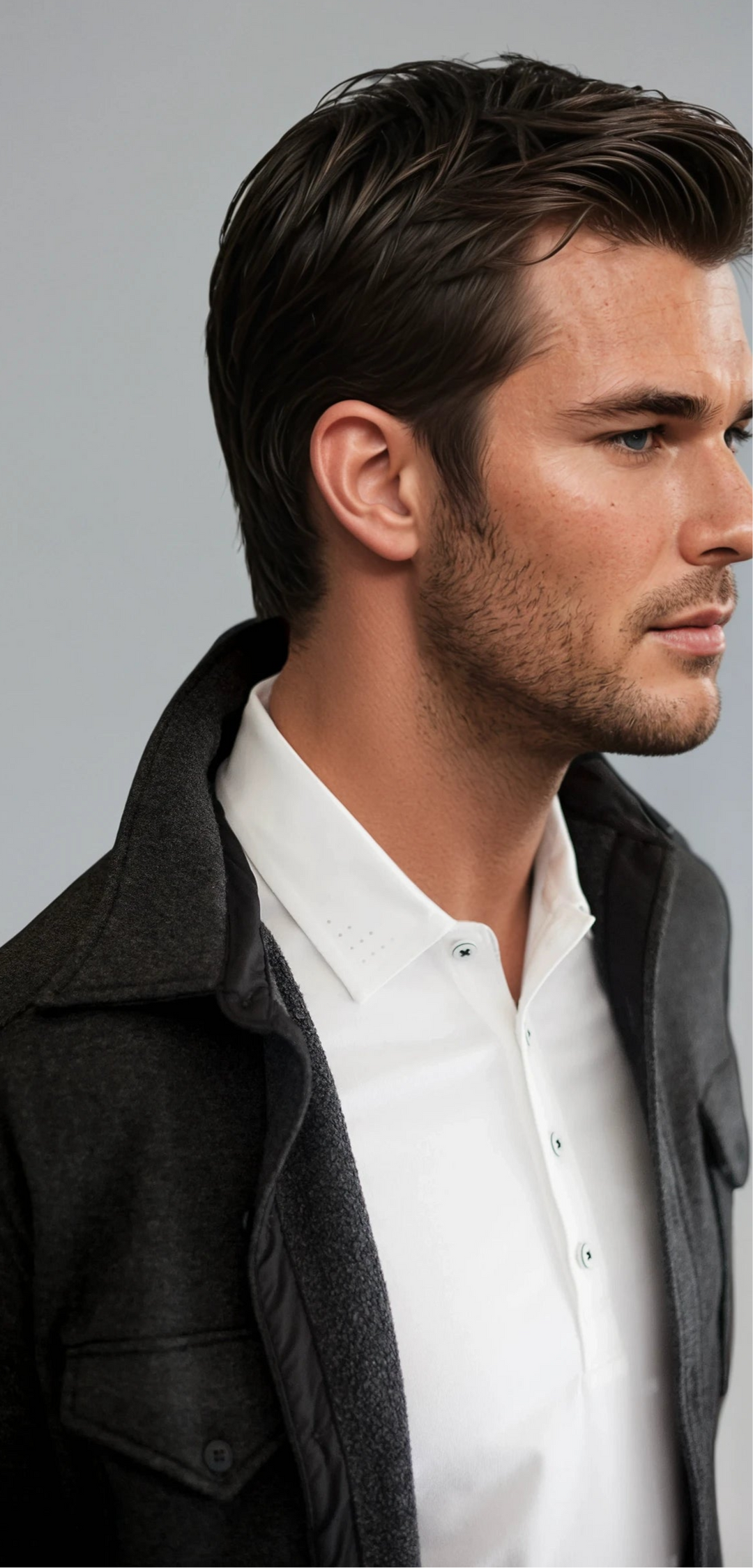 Soft Knit CPO Overshirt-JACKETS-BUKI-M-Charcoal Grey-Buki