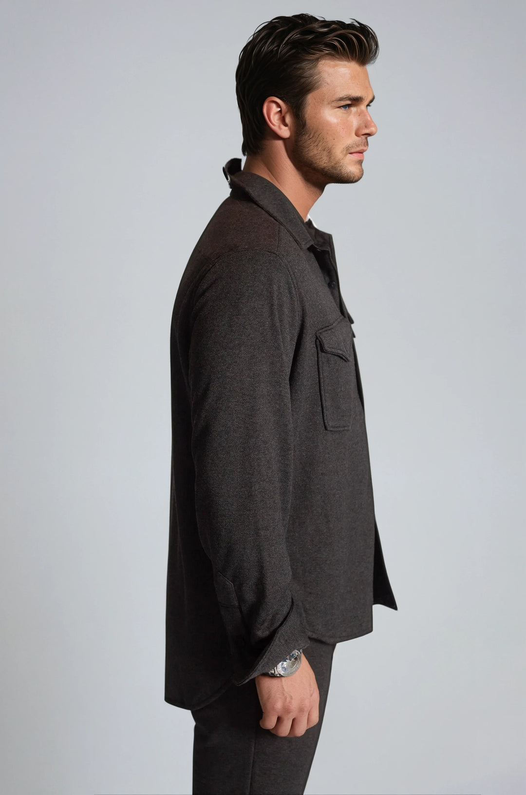 Soft Knit CPO Overshirt-JACKETS-BUKI-M-Charcoal Grey-Buki