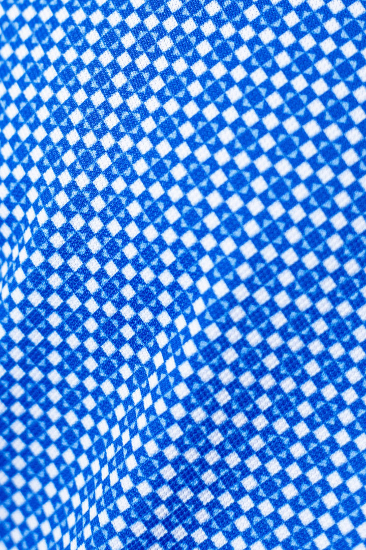 Swiss Check Long Sleeve Tech Shirt - Blue-LONG SLEEVE SHIRTS-BUKI-M-Blue / White-Buki