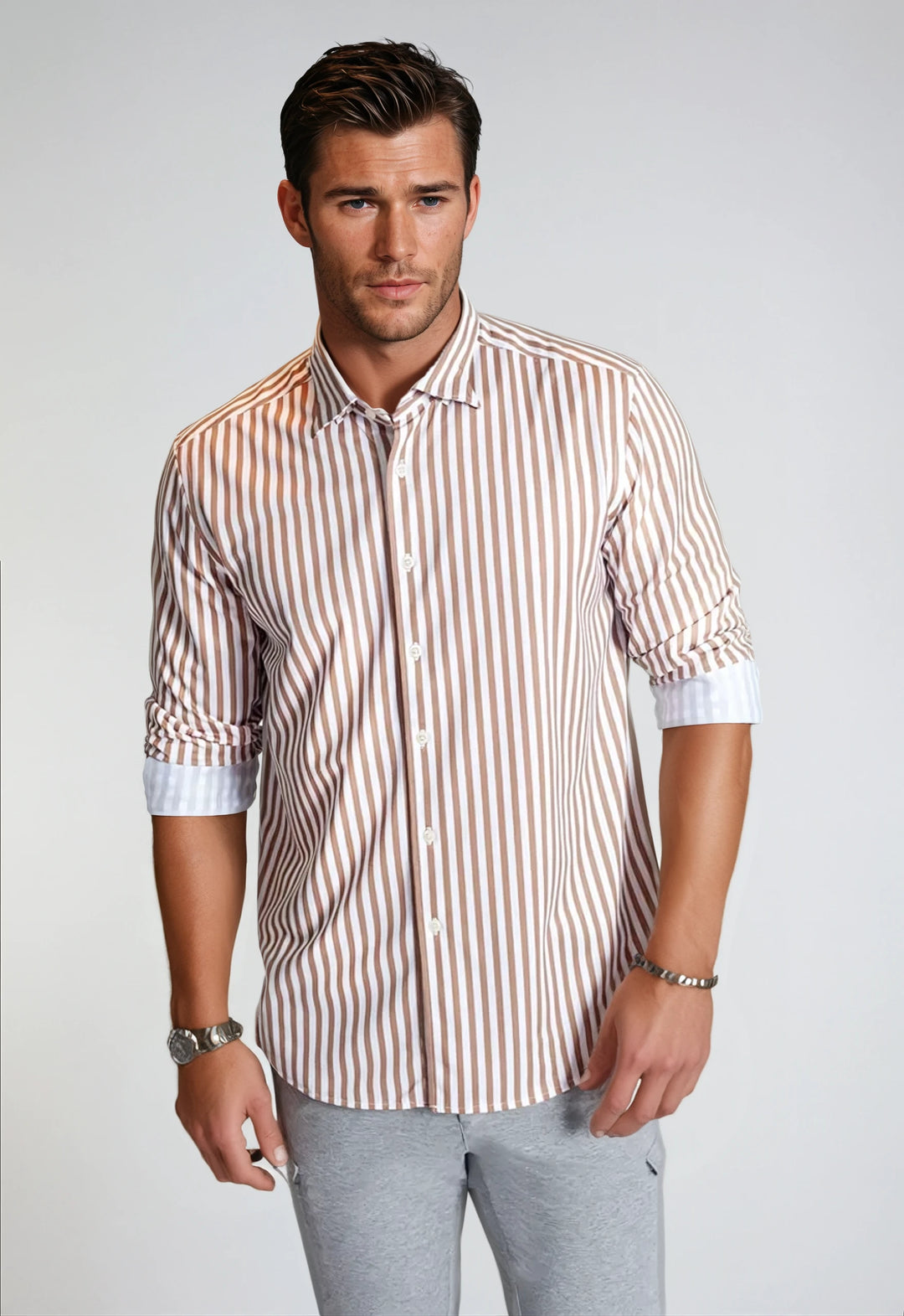 mens striped long sleeve dress shirt Amazon.com: Men's Slim Fit Long Sleeve Striped Shirt Business Casual Office Formal Dress Shirts Social Tops 1 38 : Clothing, Shoes & Jewelry