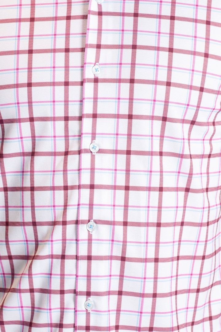Carnaby Plaid Long Sleeve Tech Shirt-LONG SLEEVE SHIRTS-BUKI-M-White/Maroon-Buki