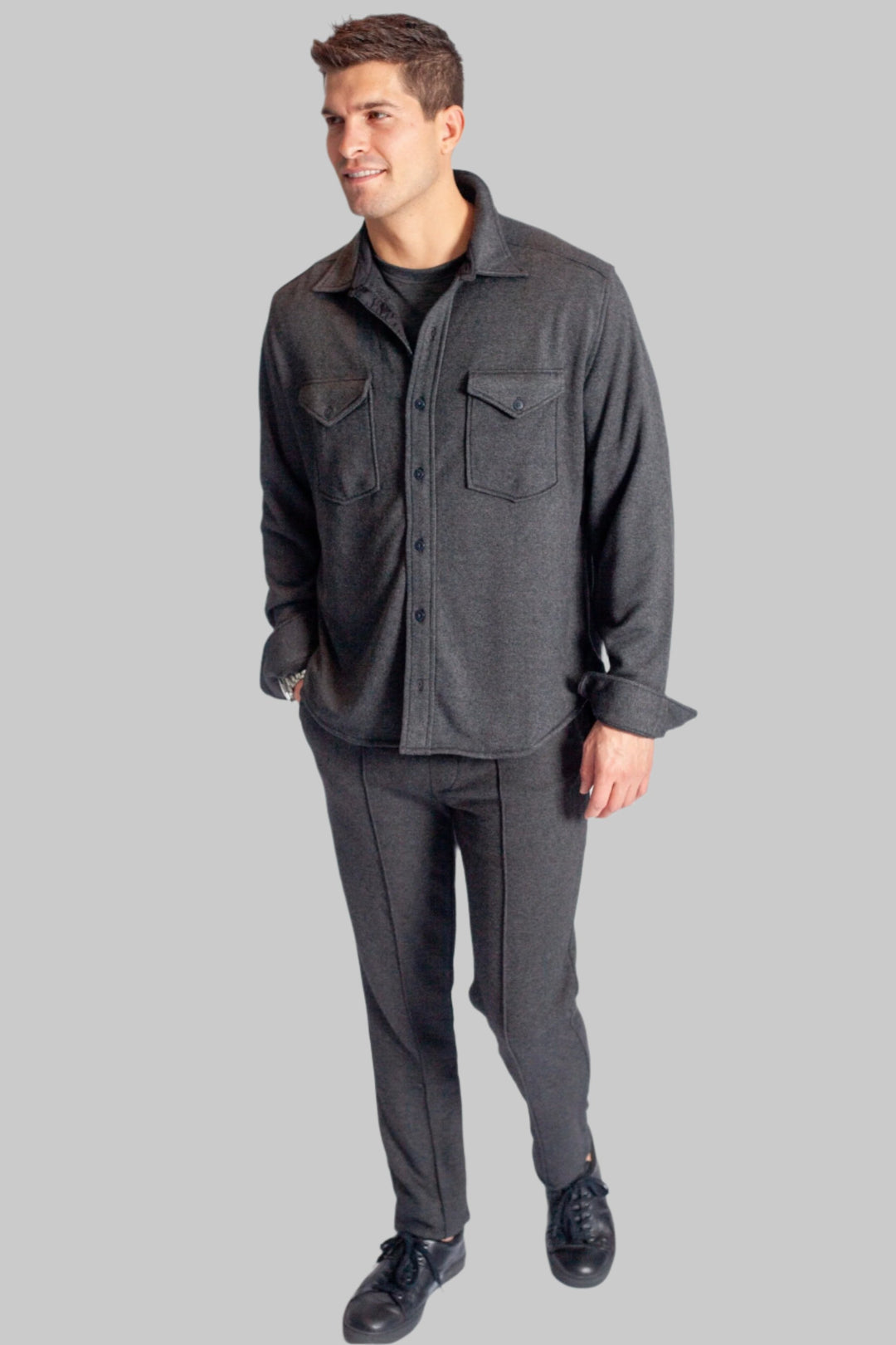 CPO + Jogger Matching Set-SWEATSUITS-BUKI-M-Charcoal Grey-Buki