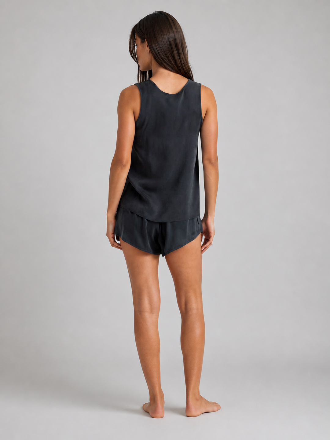 100% Washable Silk Pajama Tank - Black-SLEEPWEAR-BUKI-Black-XS-Buki