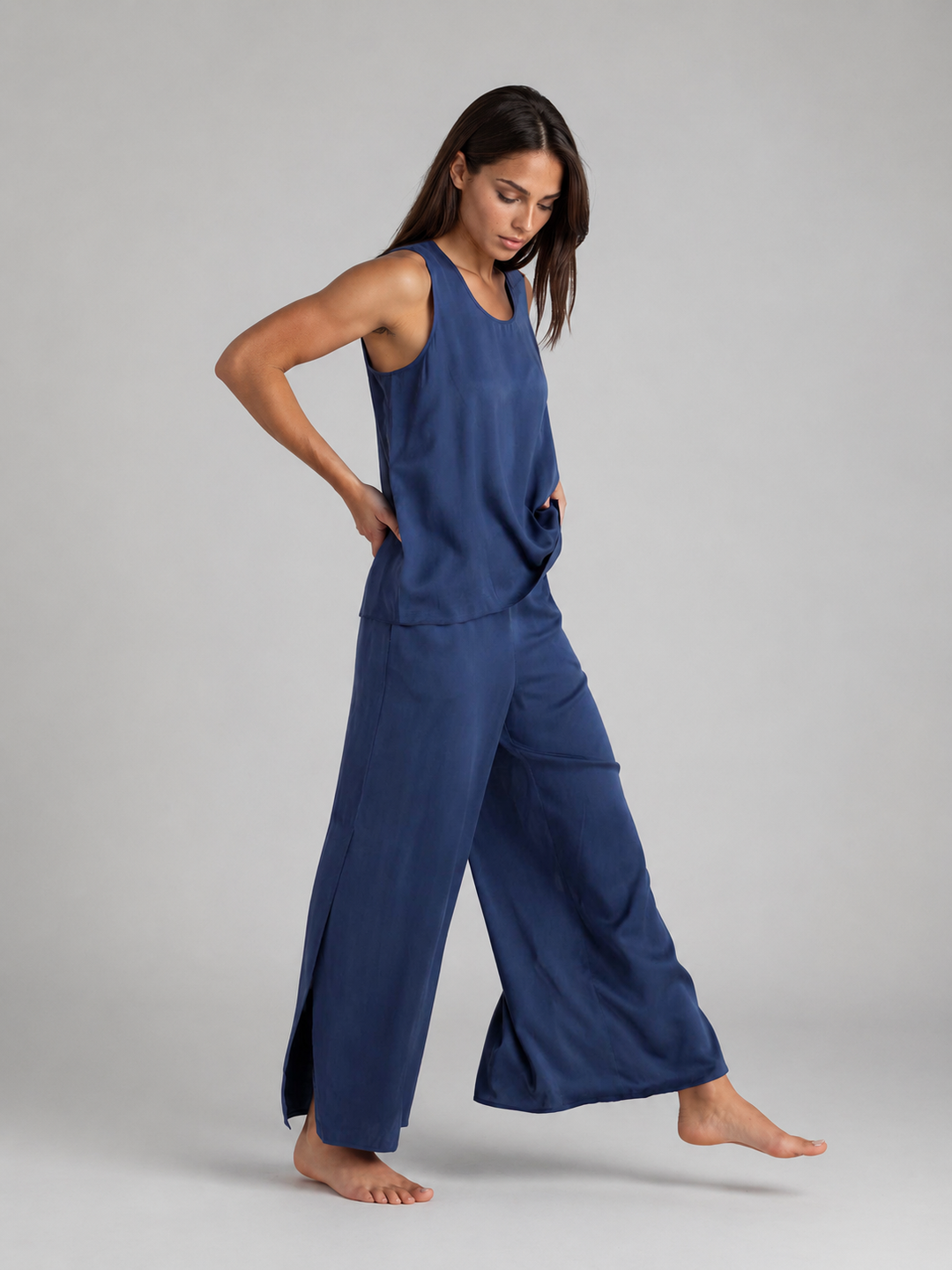 100% Washable Silk Pajama Pants - Indigo-SLEEPWEAR-BUKI-Indigo-XS-Buki