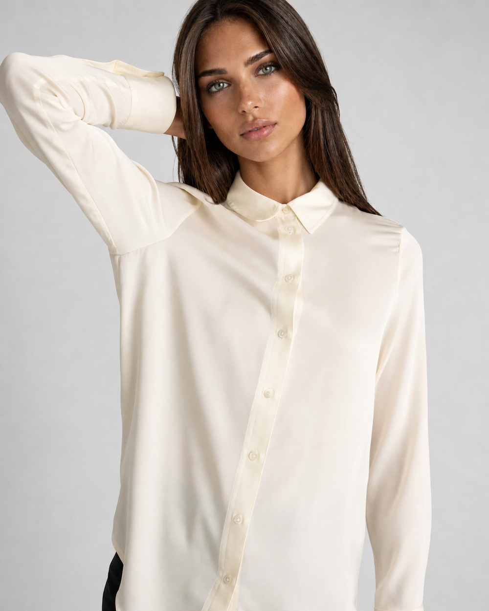 Washable Stretch Silk Blouse - White-SHIRTS & BLOUSES-BUKI-White-XS-Buki