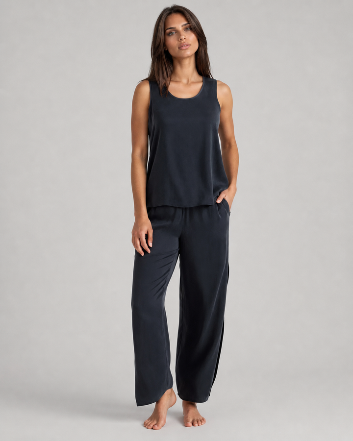 100% Washable Silk Pajama Pants - Black-SLEEPWEAR-BUKI-Black-XS-Buki