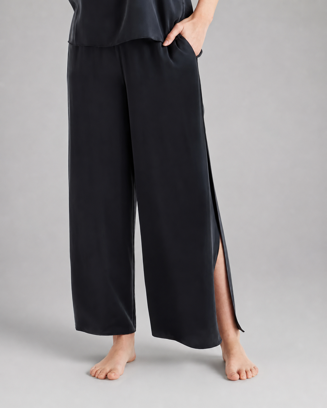 100% Washable Silk Pajama Pants - Black-SLEEPWEAR-BUKI-Black-XS-Buki
