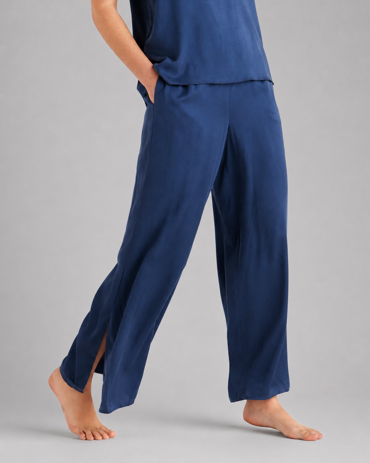 100% Washable Silk Pajama Pants - Indigo-SLEEPWEAR-BUKI-Indigo-XS-Buki