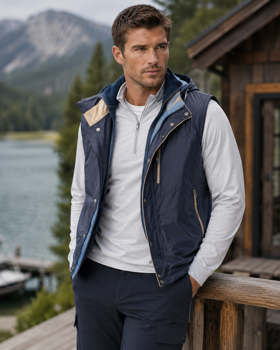 Buki Tech Exec Vest (Navy) + Travel Half Zip (White)