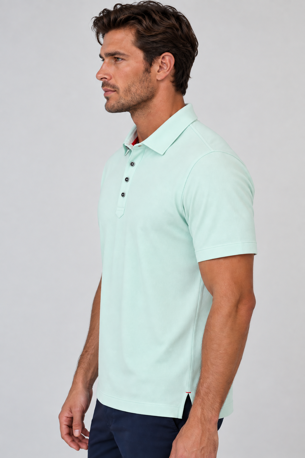 Man wearing Buki Cinqo Polo Side View L