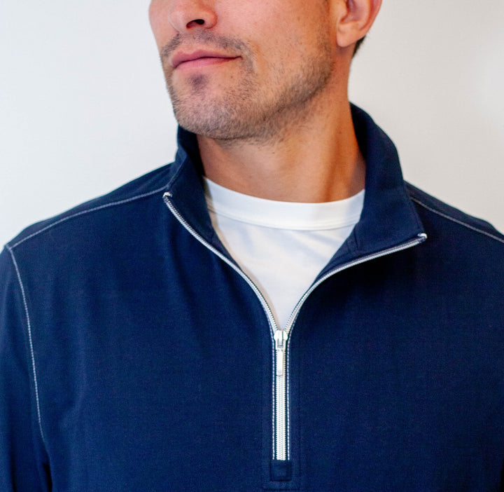 Cinqo Travel Half Zip - Navy-ZIP SWEATSHIRTS-BUKI-Navy-Buki