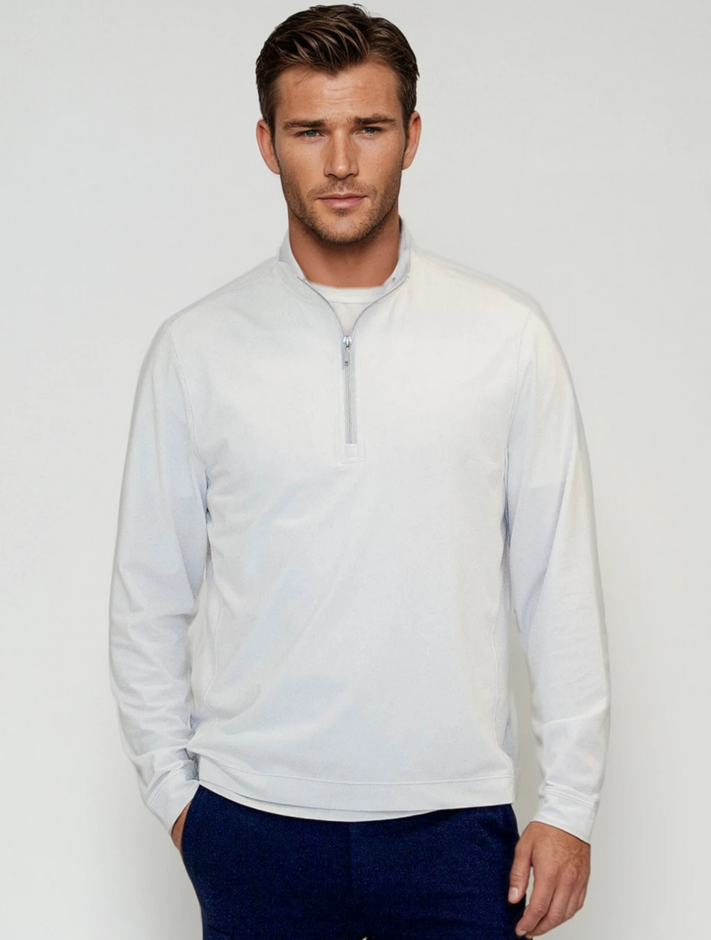 Cinqo Travel Half Zip - White-ZIP SWEATSHIRTS-BUKI-M-White-Buki