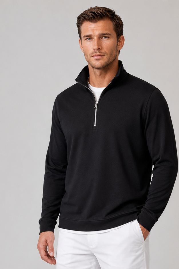 Cinqo Travel Half Zip - Black-ZIP SWEATSHIRTS-BUKI-M-Black-Buki
