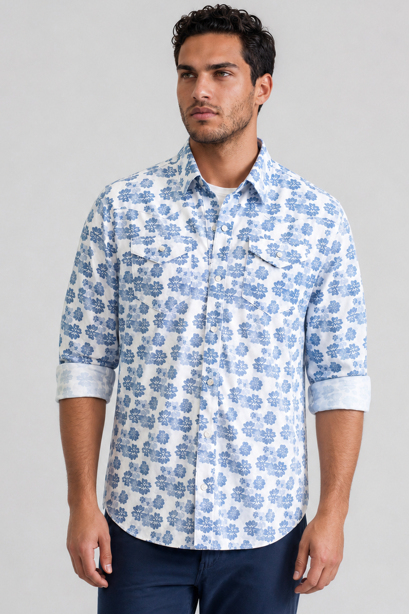 Cinqo Western Long Sleeve Tech Shirt - LONG SLEEVE SHIRTS-BUKI-Floral-Buki