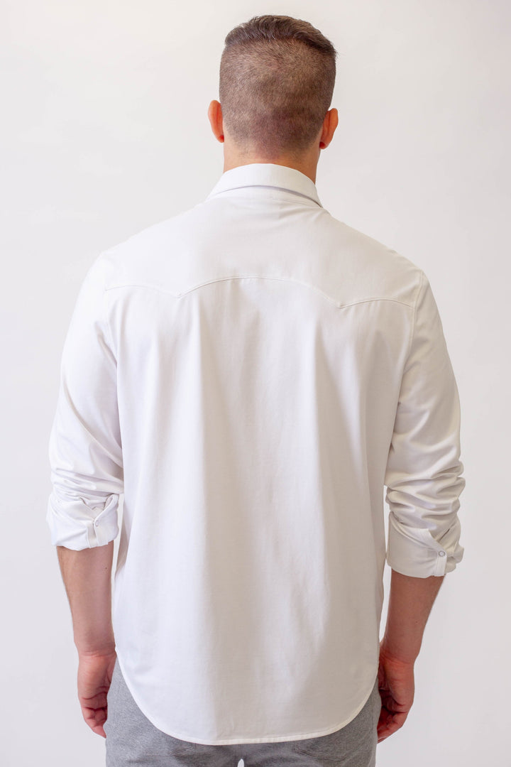 Cinqo Western Long Sleeve Tech Shirt - White-LONG SLEEVE SHIRTS-Buki