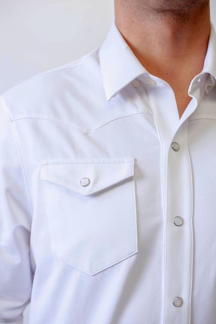 Cinqo Western Long Sleeve Tech Shirt -LONG SLEEVE SHIRTS-BUKI-white detail